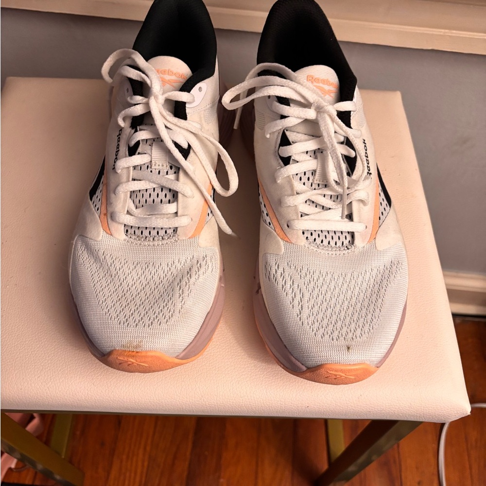 Reebok Women's White and Peach Athletic Running Shoes